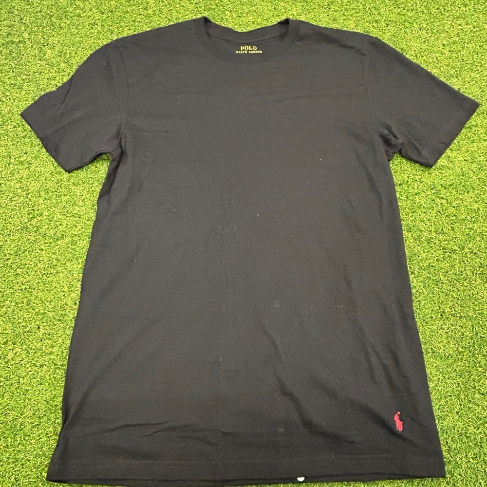 Polo Ralph Lauren Mens Classic Fit Cotton T-Shirt‎ Black Red Pony Logo Size M